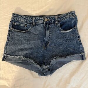 TGLA Blue Distressed High-Rise Denim Cut-Off Shorts Size 29